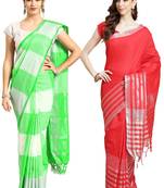 Multicolor woven blended cotton saree with blouse