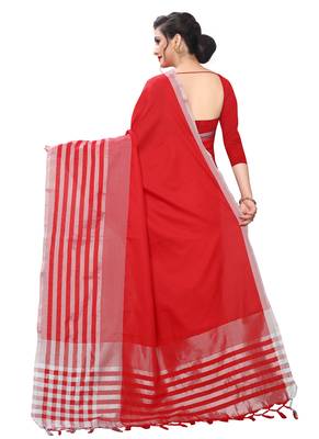 Multicolor woven blended cotton saree with blouse 2