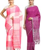 Multicolor woven blended cotton saree with blouse