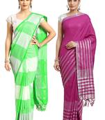 Multicolor woven blended cotton saree with blouse