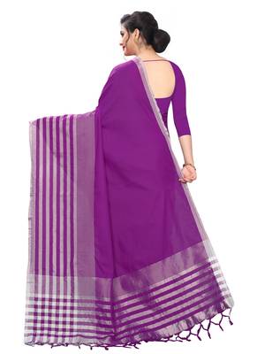 Multicolor woven blended cotton saree with blouse 2