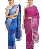 Multicolor woven blended cotton saree with blouse