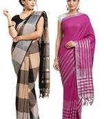 Multicolor woven blended cotton saree with blouse