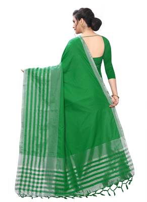 Multicolor woven blended cotton saree with blouse 2