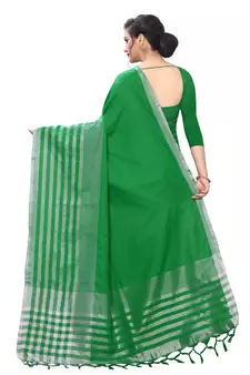 Multicolor woven blended cotton saree with blouse