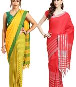 Multicolor woven blended cotton saree with blouse