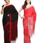 Multicolor woven blended cotton saree with blouse
