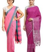 Multicolor woven blended cotton saree with blouse
