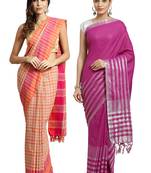 Multicolor woven blended cotton saree with blouse