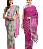 Multicolor woven blended cotton saree with blouse