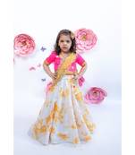 White Sequence Lehenga with Hot Pink choli and Dupatta