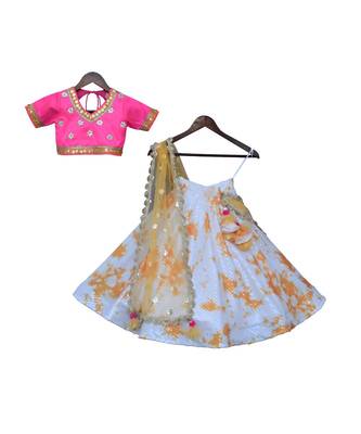 Multicolor Floral Printed Silk Lehenga 4