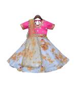 Multicolor Floral Printed Silk Lehenga