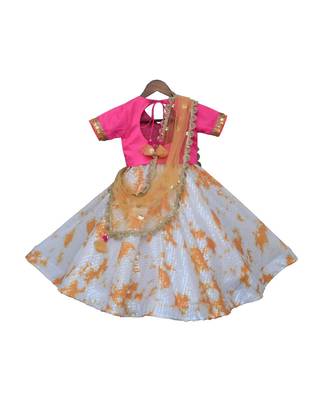 Multicolor Floral Printed Silk Lehenga 5