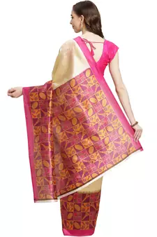Multicolor printed art silk saree with blouse