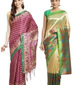 Multicolor printed art silk saree with blouse