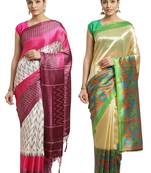 Multicolor printed art silk saree with blouse