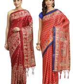 Multicolor printed art silk saree with blouse