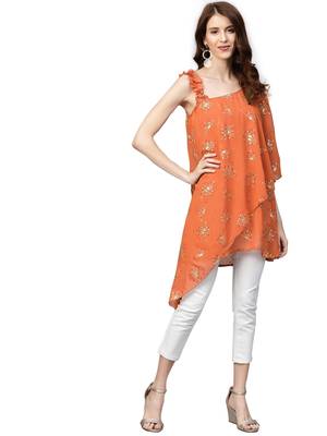 Rose printed georgette tunics 1