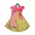 Yellow Lehenga with Pink Choli and Mirror Boti Dupatta