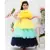 Yellow Aqua and Blue Frill Gown