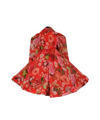 Red printed full length ethnic dress with dupatta 4