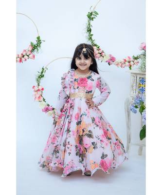 Peach Printed Anarkali For Girls 1