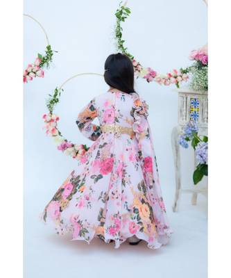 Peach Printed Anarkali For Girls 2