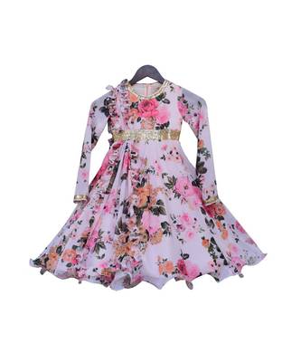 Peach Printed Anarkali For Girls 4