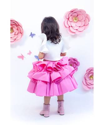 Pink Print Dhoti Peplum With Yellow Dupatta 3