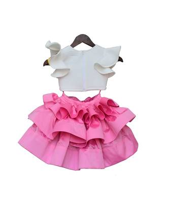 Pink Print Dhoti Peplum With Yellow Dupatta 4