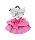 Pink Print Dhoti Peplum With Yellow Dupatta