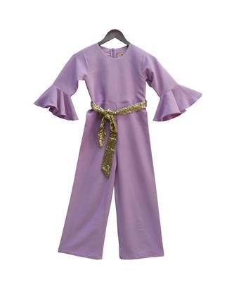Lilac Bubble Georgette Jumpsuit for Girls 1