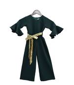 Emerald Green Bubble Georgette Jumpsuit for Girls