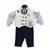 Blue Shirt with Pant and White Waist Coat Set