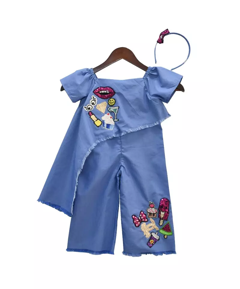 Blue Denim Texture Jumpsuit