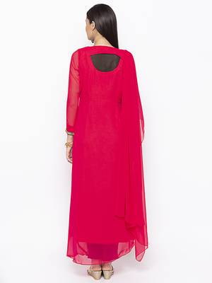 Pink embroidered georgette party-wear-Kurti 4