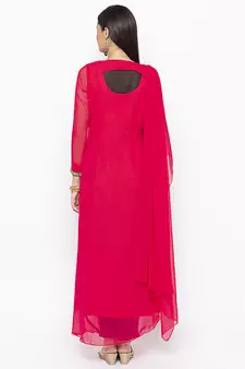 Pink embroidered georgette party-wear-Kurti