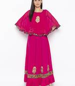 Pink embroidered crepe party-wear-Kurti