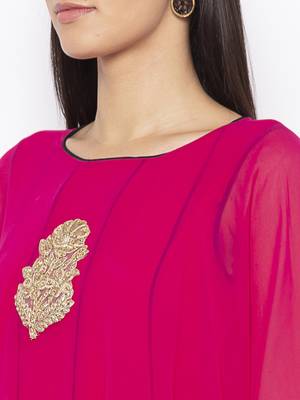 Pink embroidered crepe party-wear-Kurti 5