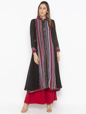 Black printed georgette party-wear-Kurti 2