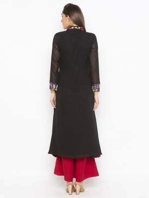 Black printed georgette party-wear-Kurti 4