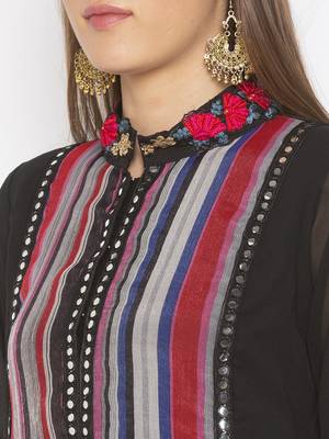 Black printed georgette party-wear-Kurti 5