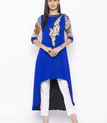 Dark-blue embroidered georgette party-wear-Kurti