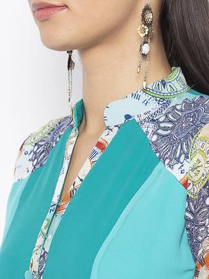 Green embroidered georgette party-wear-kurtis 4
