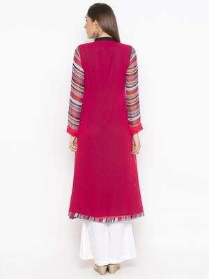 Pink embroidered georgette party-wear-Kurti 4