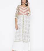 Cream printed cotton party-wear-kurtis