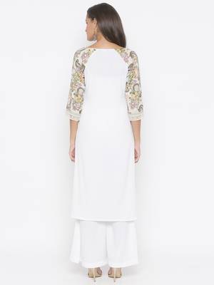 Cream printed cotton party-wear-kurtis 4