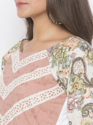 Cream printed cotton party-wear-kurtis 5