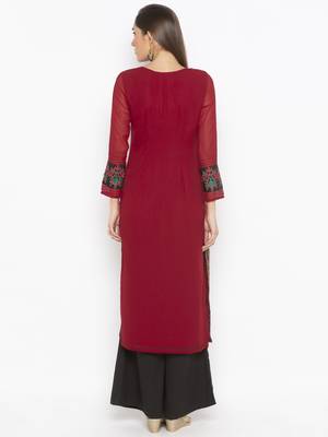 Maroon embroidered georgette party-wear-Kurti 4